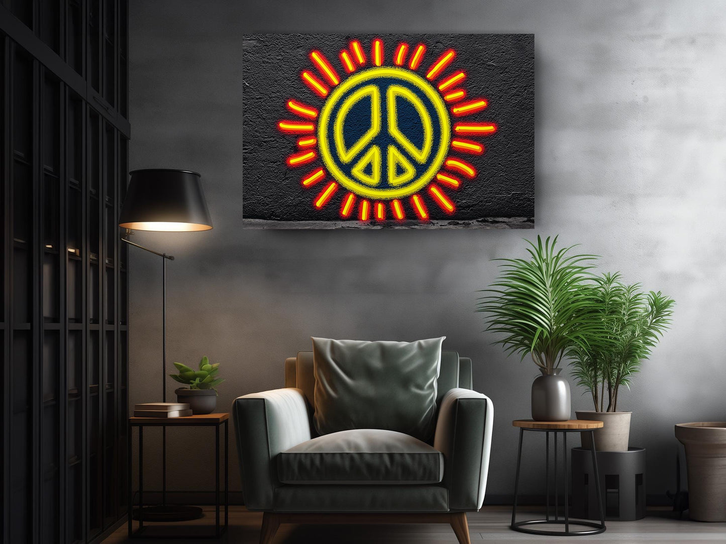 Peace Sign Canvas Print – Urban Wall Decor Graffiti Art Ready to Hang