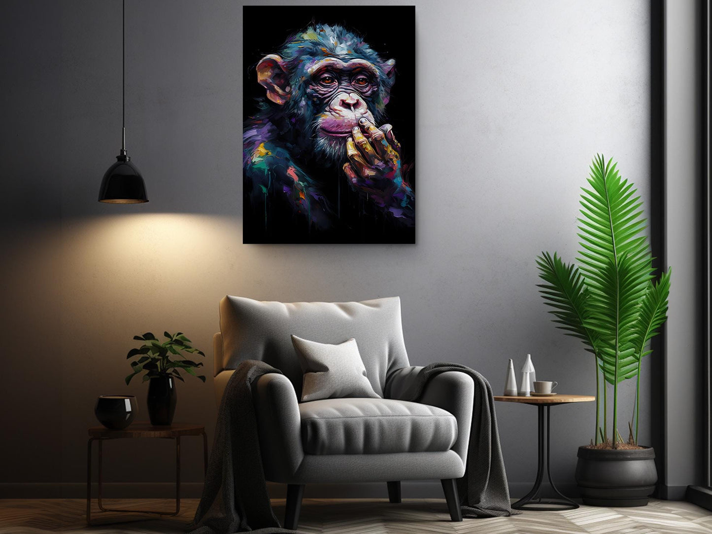Chimpanzee Canvas Print – Modern Animal Wall Art | Rolled or Ready to Hang