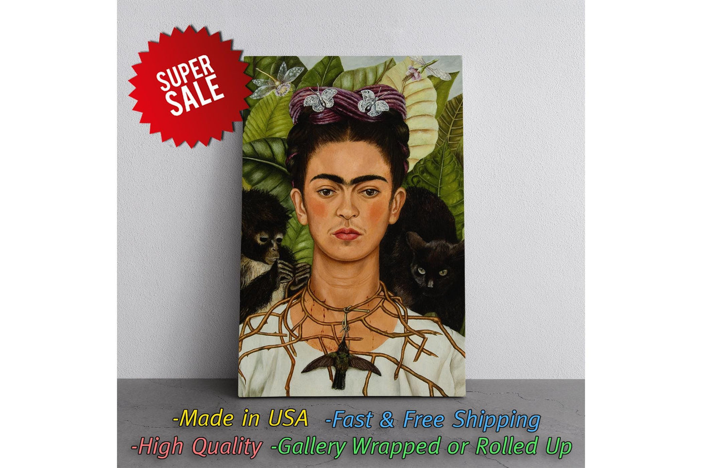 Frida Kahlo Canvas Print – Self-Portrait Wall Art | Museum Art Prints, Fade Resistant