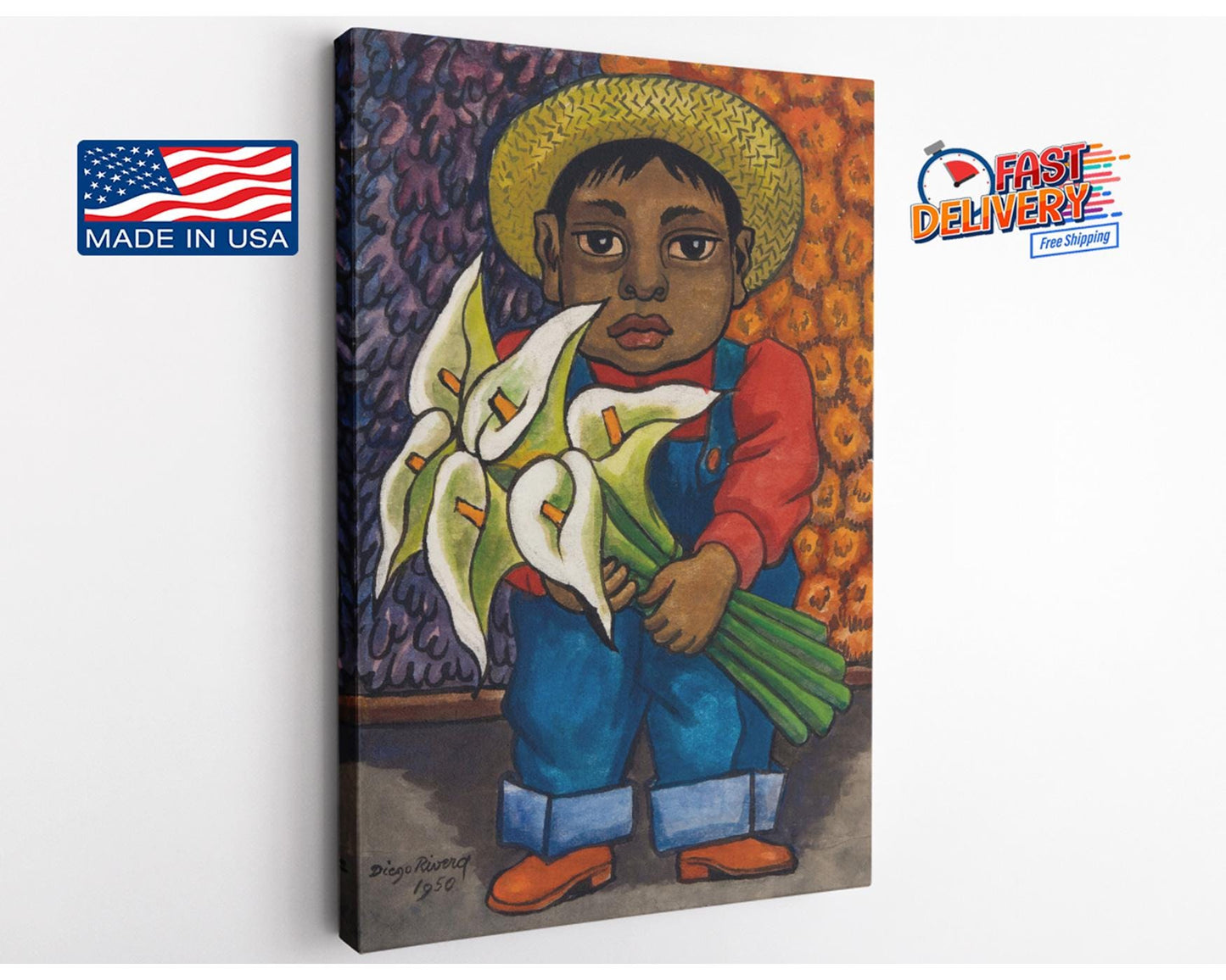 Diego Rivera Canvas Print – Child With Lilies Mexican Art | Museum Quality, Ready To Hang