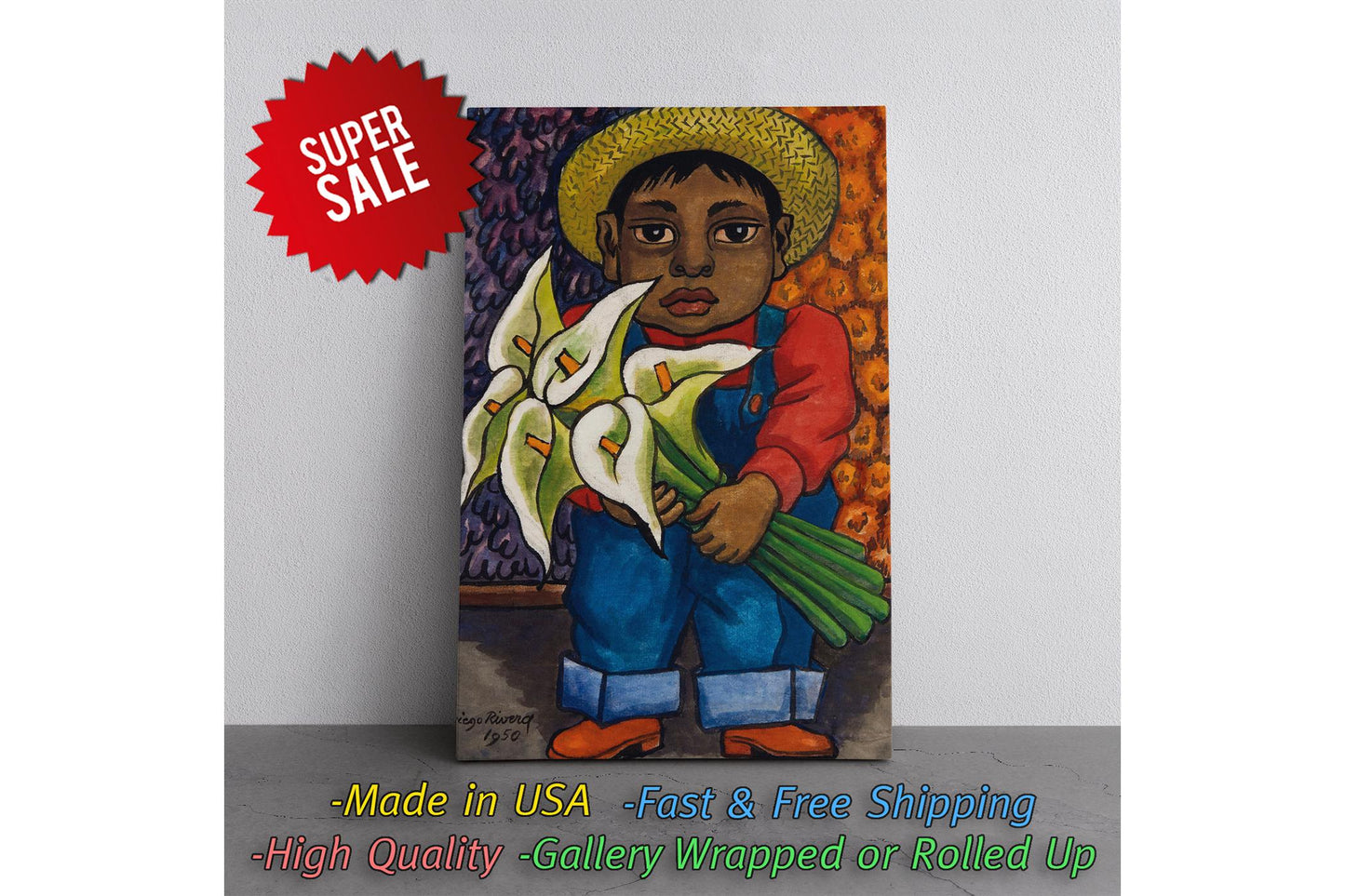 Diego Rivera Canvas Print – Child With Lilies Mexican Art | Museum Quality, Ready To Hang