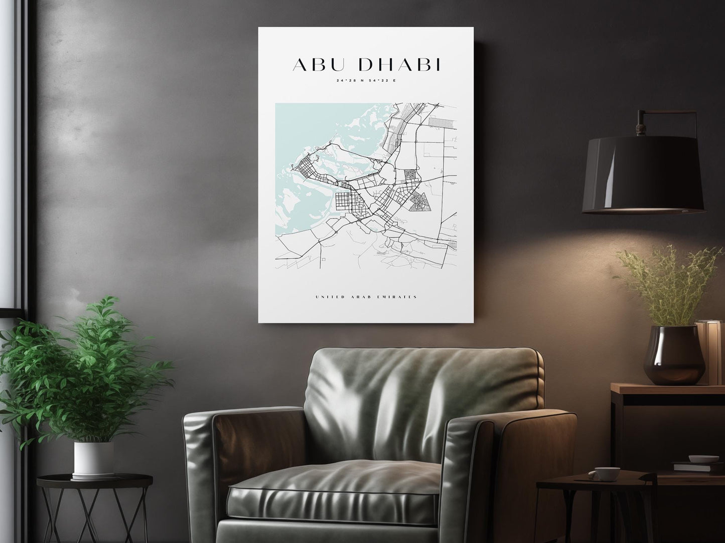 Abu Dhabi Canvas Print – Minimalist City Map Art | Rolled or Ready to Hang