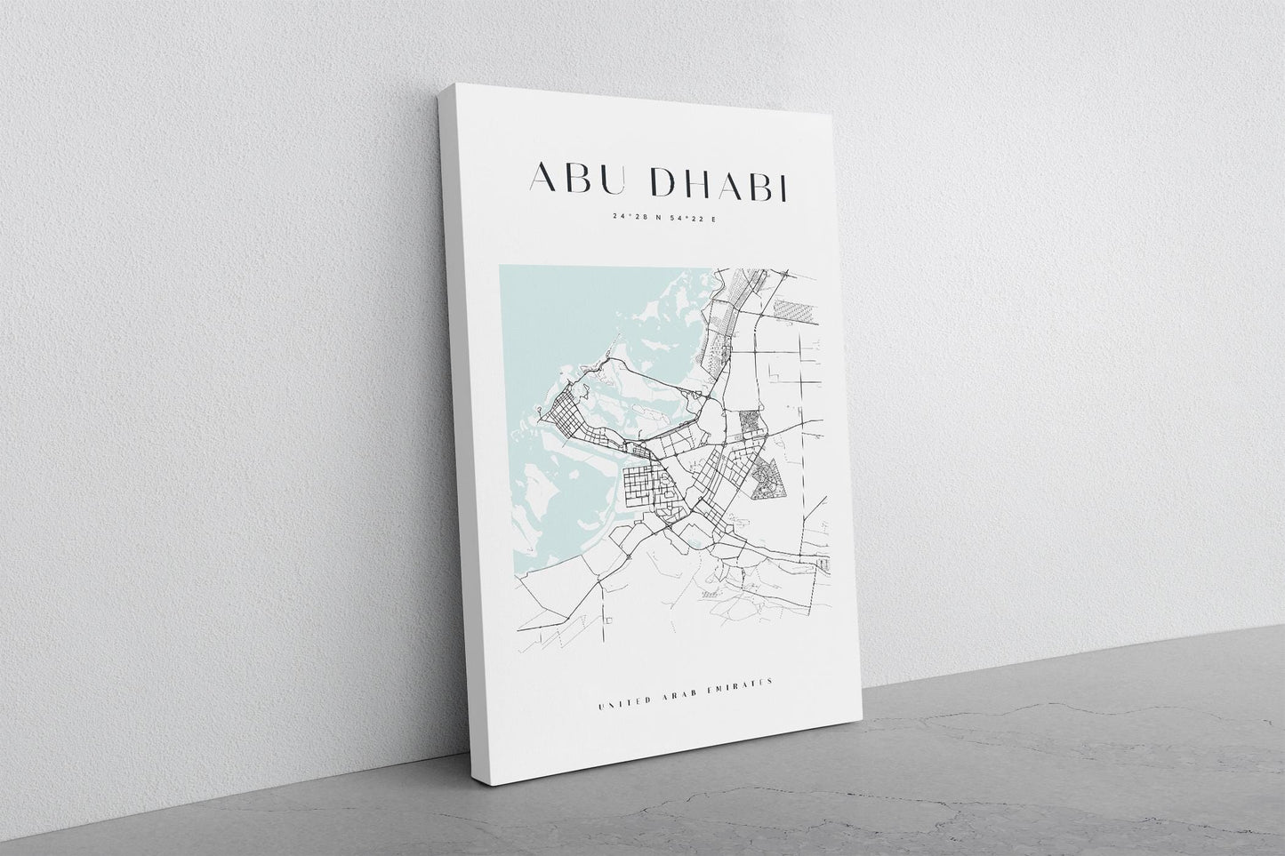 Abu Dhabi Canvas Print – Minimalist City Map Art | Rolled or Ready to Hang