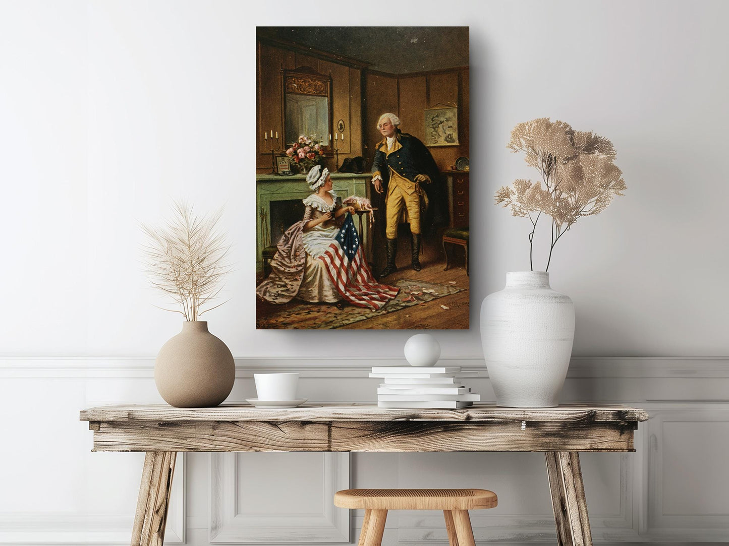 American History Canvas – Betsy Ross Artwork & George Washington Painting | Museum-Quality Print