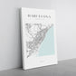 Barcelona Map Canvas | Modern City Map Art - Minimalist Spain Wall Decor