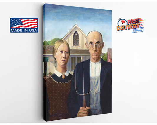 American Gothic Canvas Print – Classic Grant Wood Museum Quality Wall Art