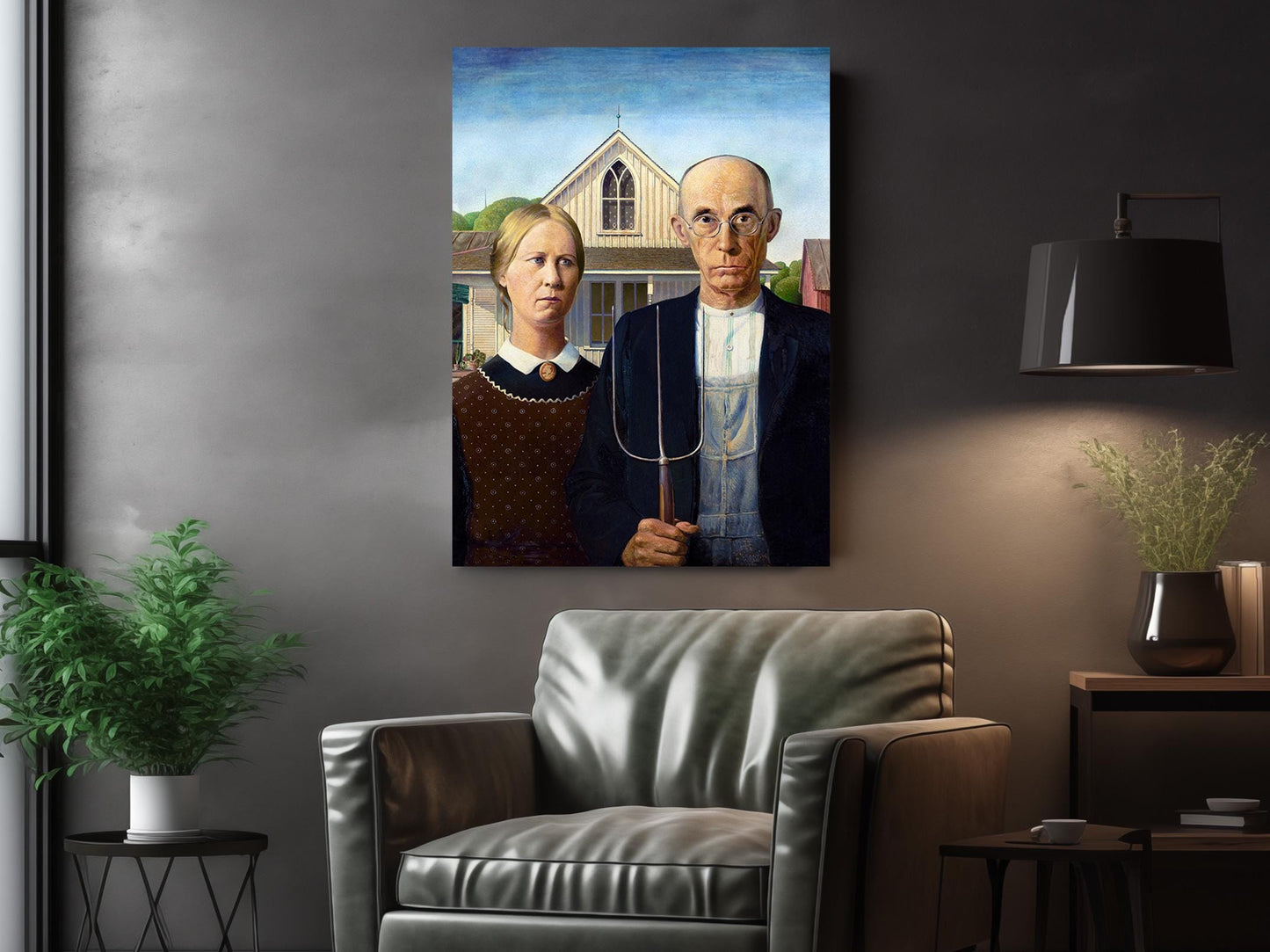 American Gothic Canvas Print – Classic Grant Wood Museum Quality Wall Art