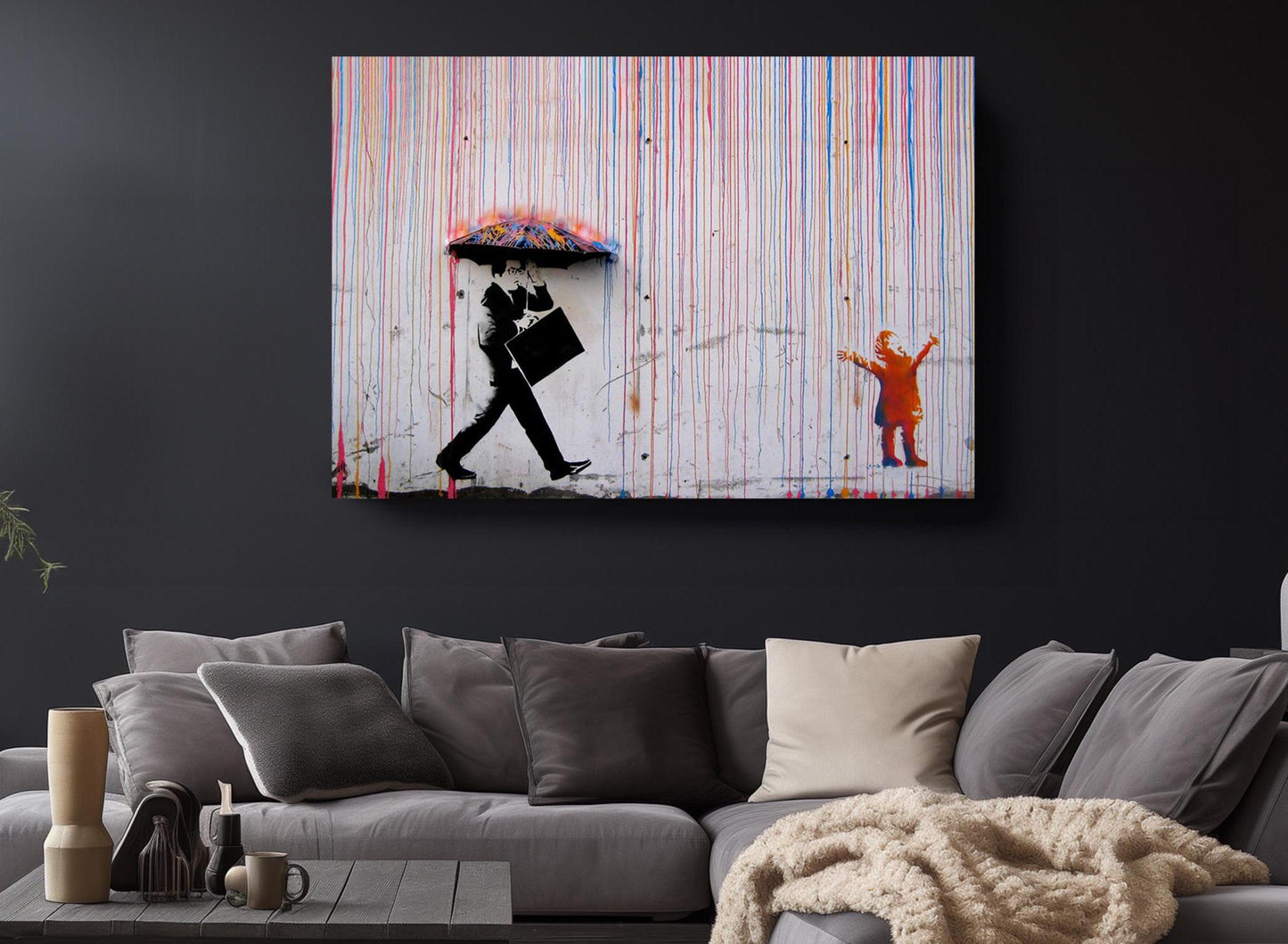 Banksy Canvas Art - Color Drip Print on Fade Resistant Artist Grade Canvas