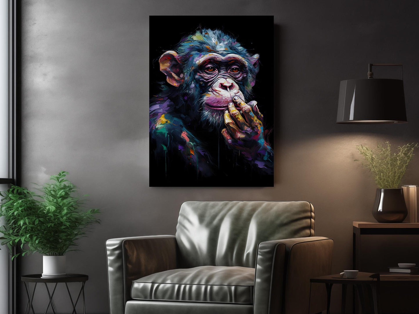 Chimpanzee Canvas Print – Modern Animal Wall Art | Rolled or Ready to Hang