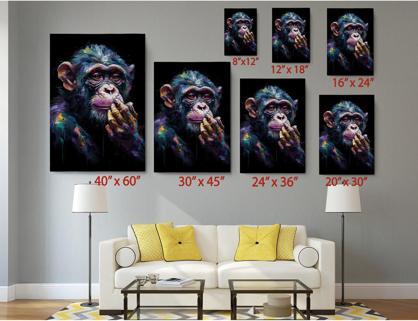 Chimpanzee Canvas Print – Modern Animal Wall Art | Rolled or Ready to Hang