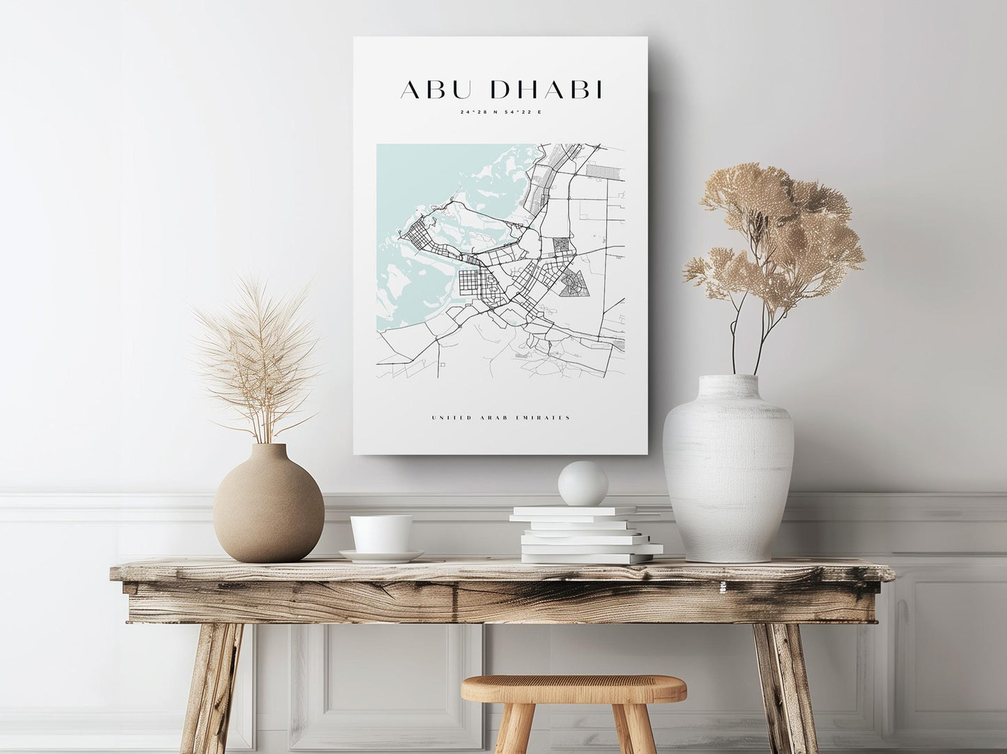 Abu Dhabi Canvas Print – Minimalist City Map Art | Rolled or Ready to Hang