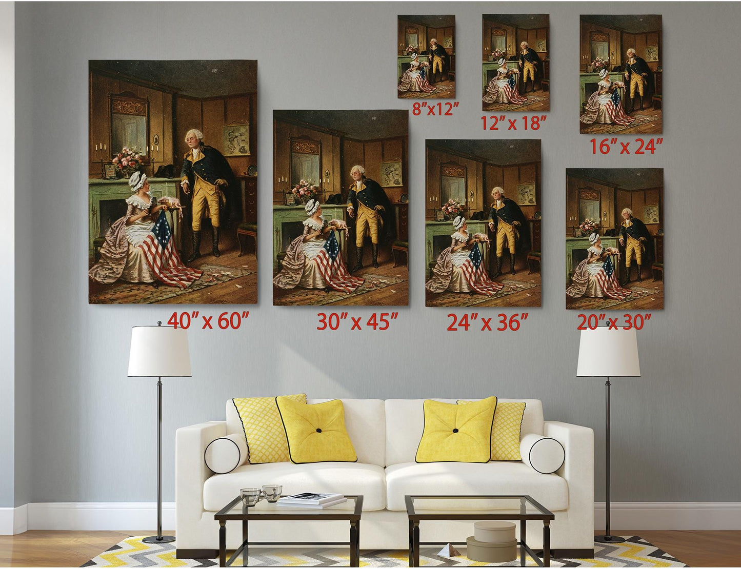 American History Canvas – Betsy Ross Artwork & George Washington Painting | Museum-Quality Print