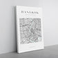 Bangkok Map Canvas | Modern City Map Print – Minimalist Thailand Wall Art