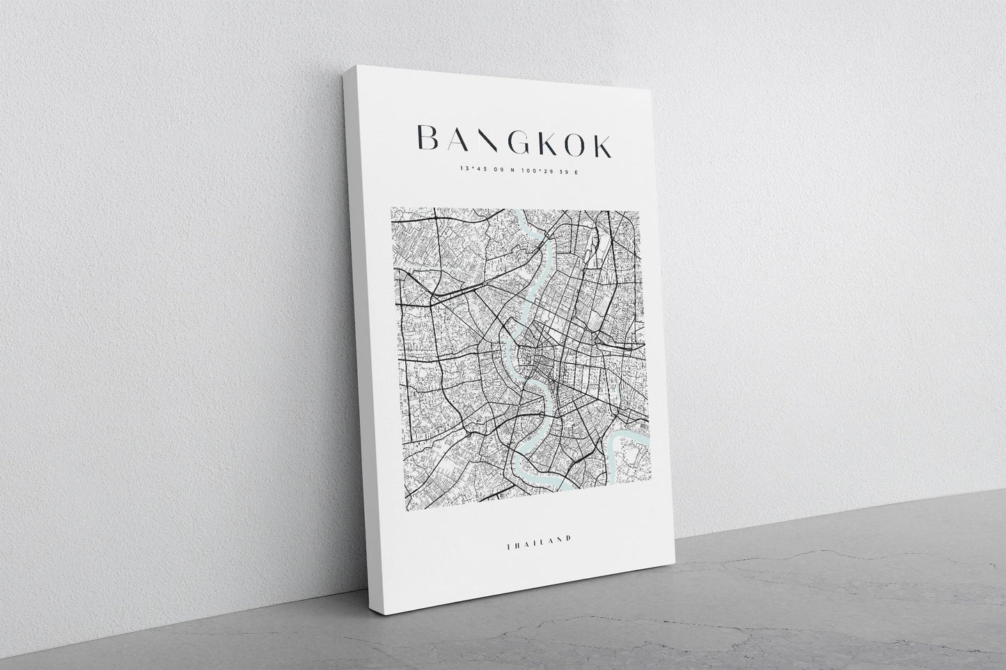 Bangkok Map Canvas | Modern City Map Print – Minimalist Thailand Wall Art