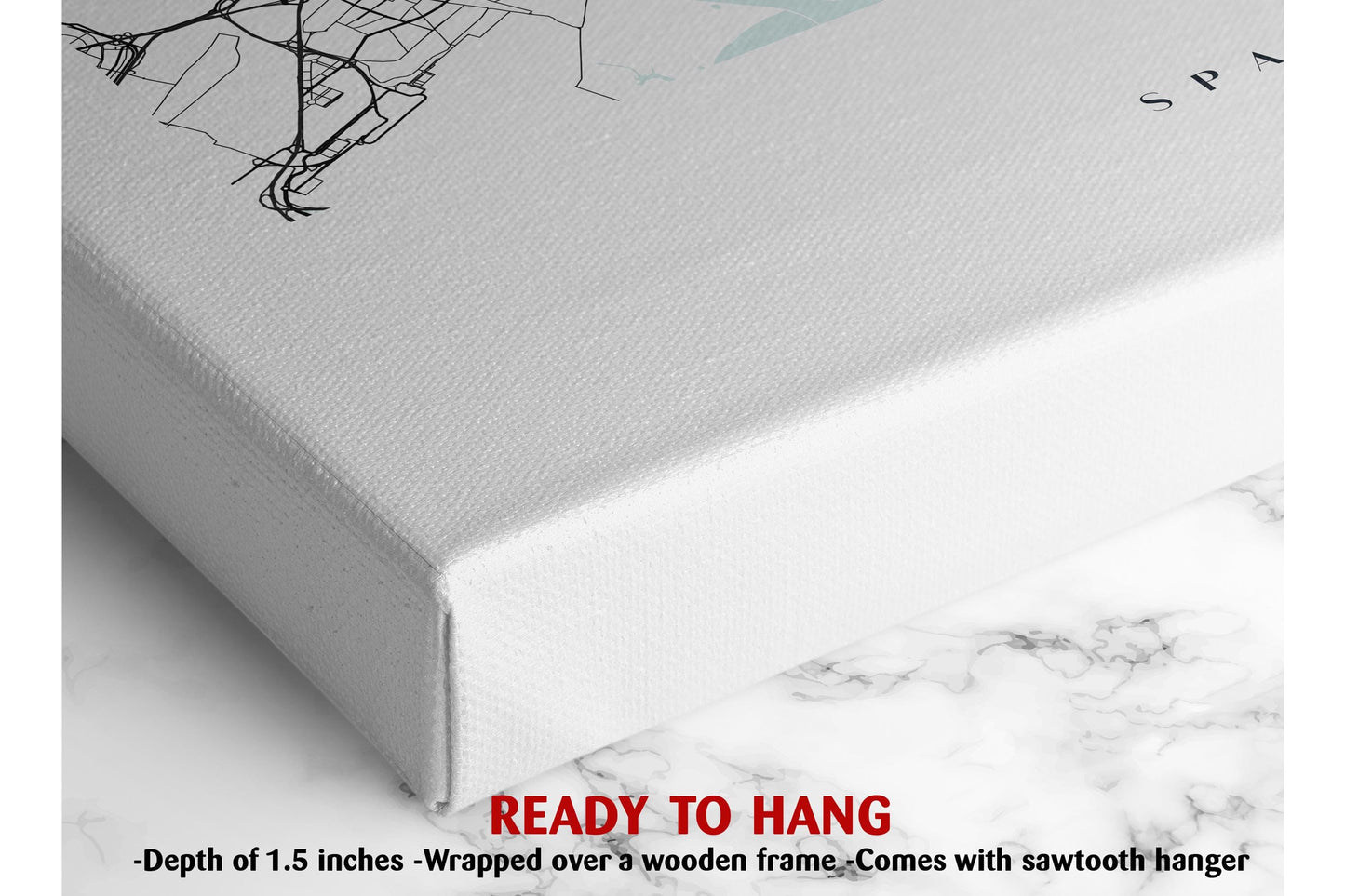 Barcelona Map Canvas | Modern City Map Art - Minimalist Spain Wall Decor