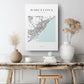 Barcelona Map Canvas | Modern City Map Art - Minimalist Spain Wall Decor