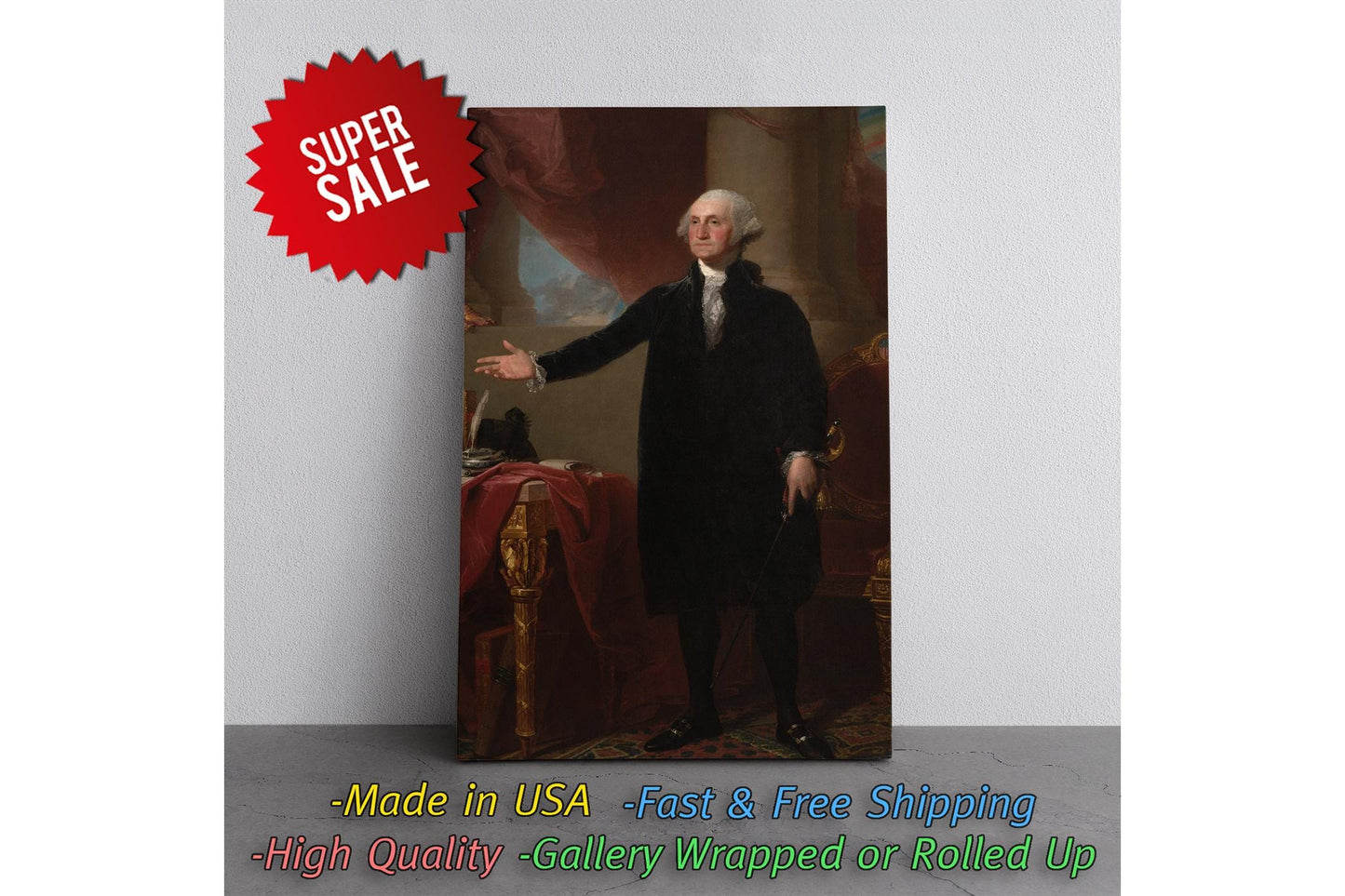 George Washington Canvas Print – Classic Portrait Art on Museum Quality Canvas