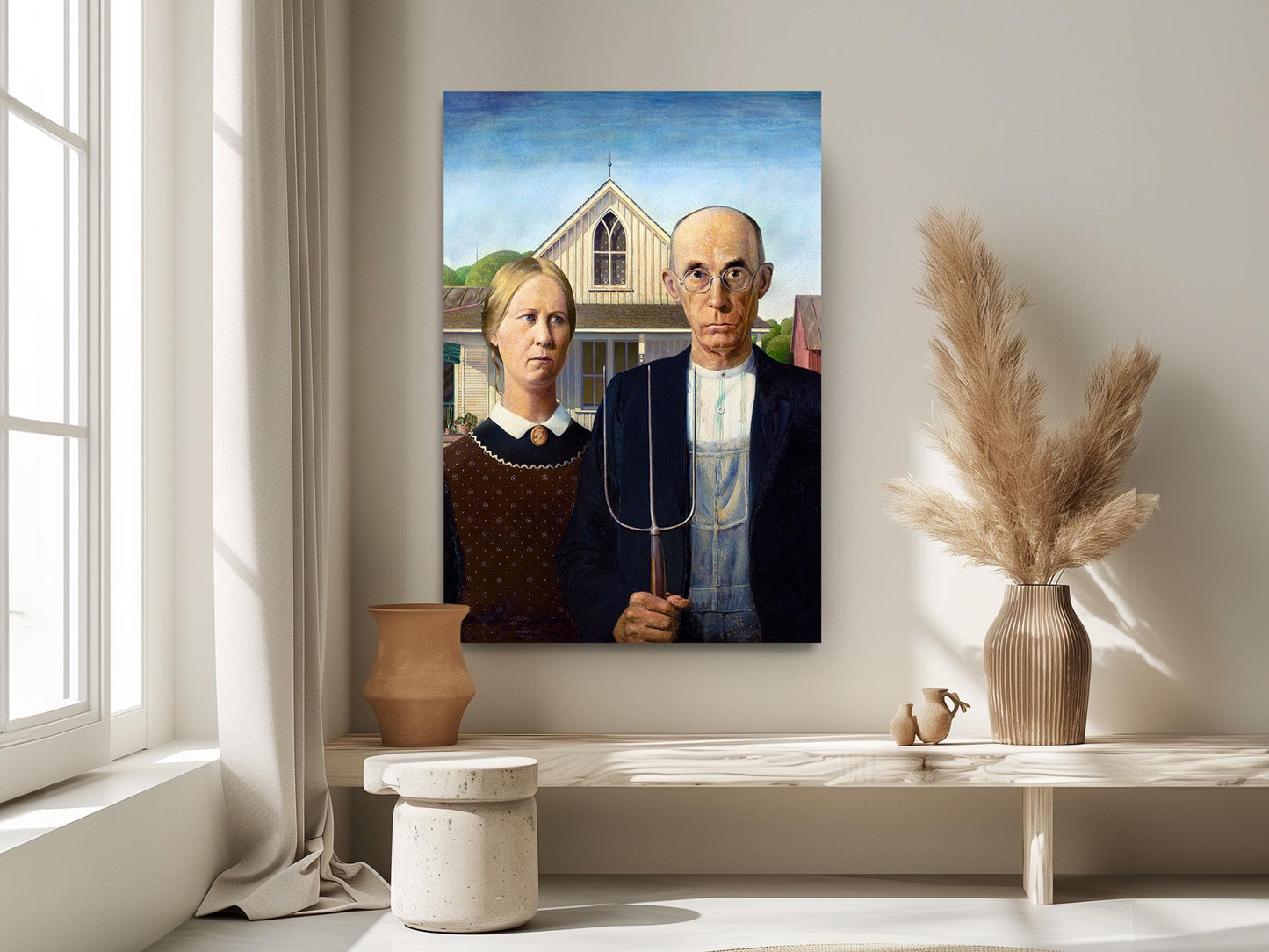 American Gothic Canvas Print – Classic Grant Wood Museum Quality Wall Art