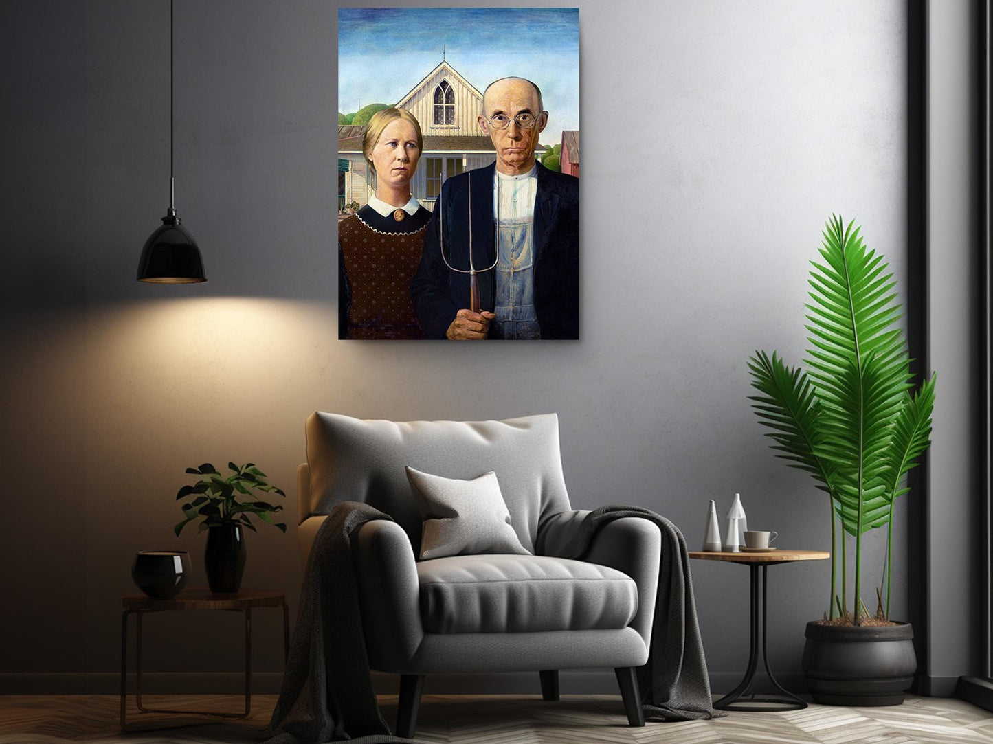 American Gothic Canvas Print – Classic Grant Wood Museum Quality Wall Art